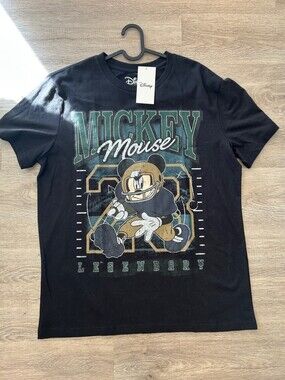 Disney X Neff Mickey Mouse Football Legendary Black T Shirt Mens XL New